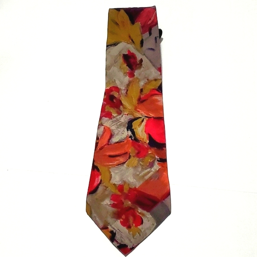 Pierre Cardin Vintage Fall Abstract Floral Silk Tie